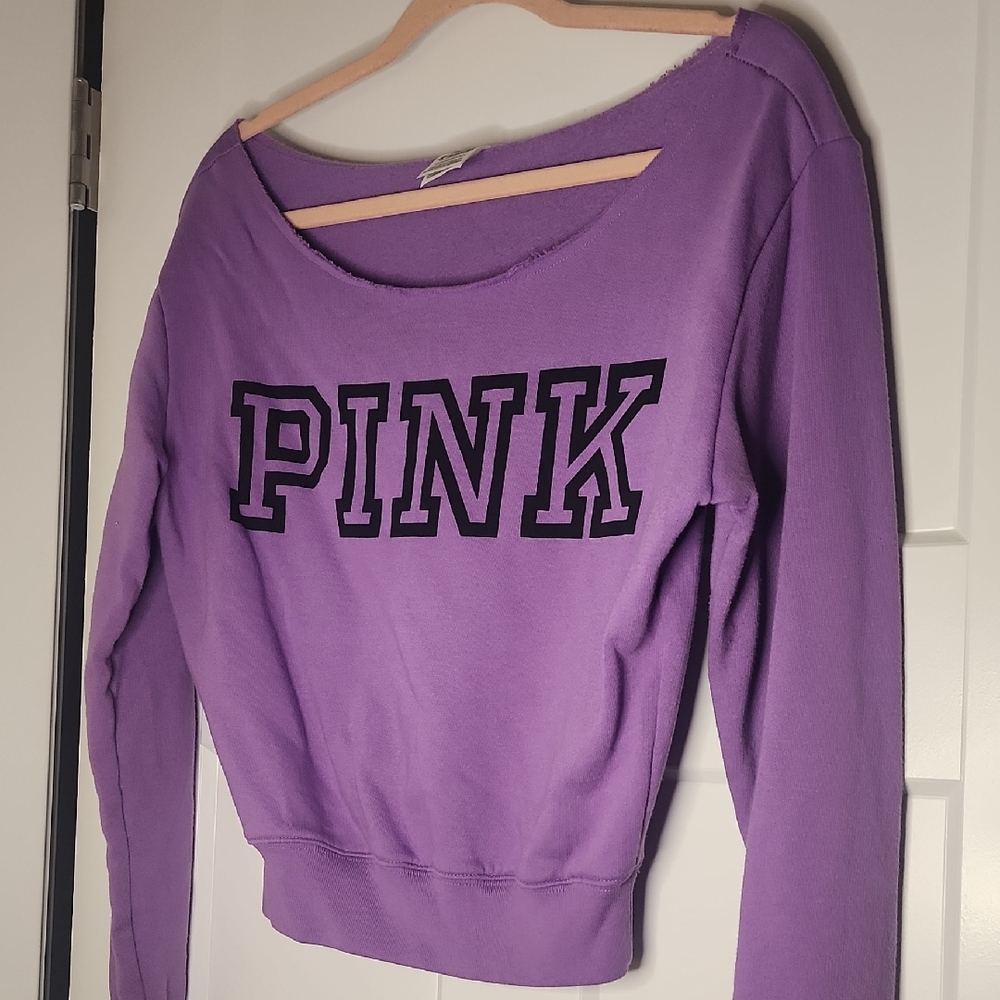 PINK Victoria's Secret Purple Off-the-Shoulder Sweater
